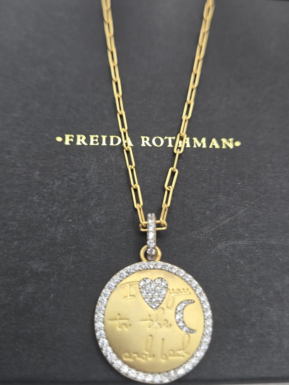 Freida Rothman "Love You To The Moon And Back" Necklace 14k Over 925